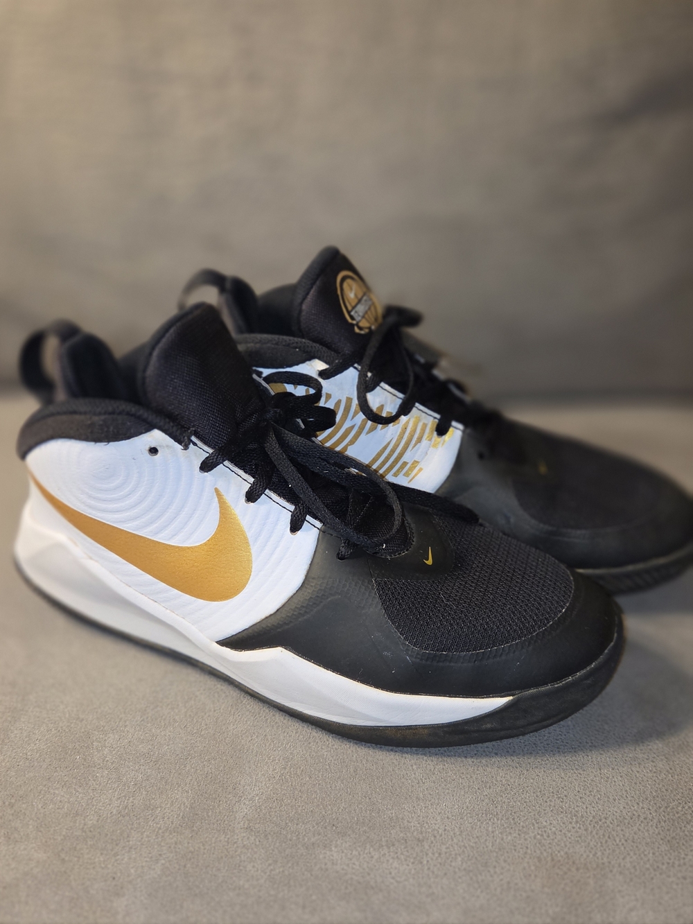 Nike Kids Black White and Gold High-Top Sneakers